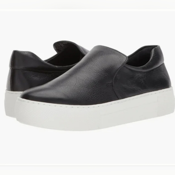 Jslides Acer Black Leather Platform Slip-On Sneaker Trainers Woman's 8 - Picture 1 of 9